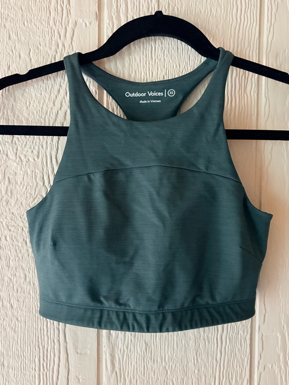 Outdoor Voices Sports Bra XS Green Teal Racerback Workout Yoga Athletic Crop Top